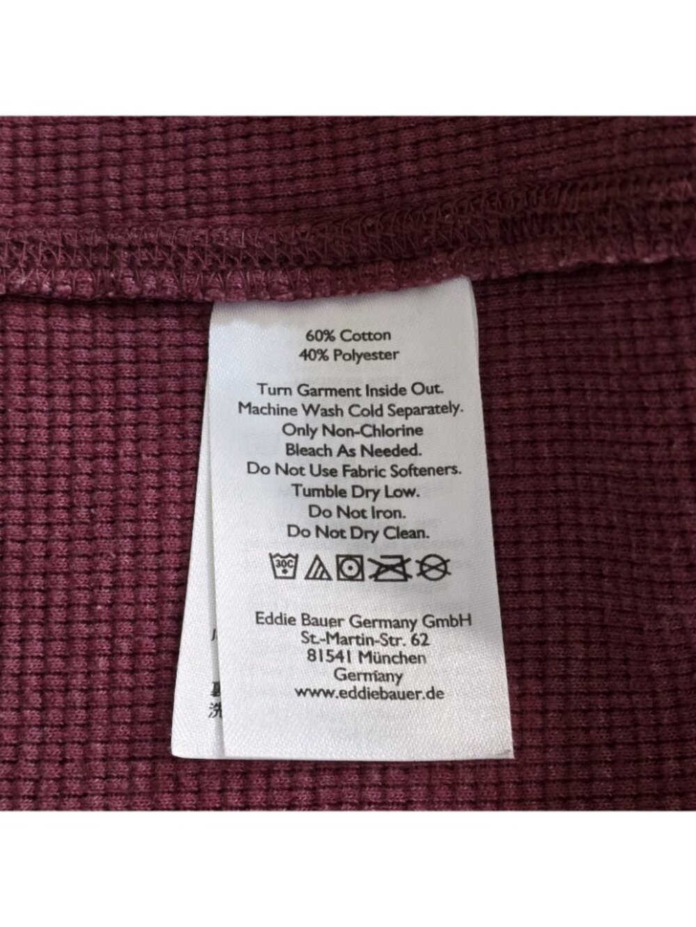 Eddie Bauer Henley Men T2XL Plum Cotton Blend Waffle Knit LS Casual Cottage Edgy - Picture 13 of 16